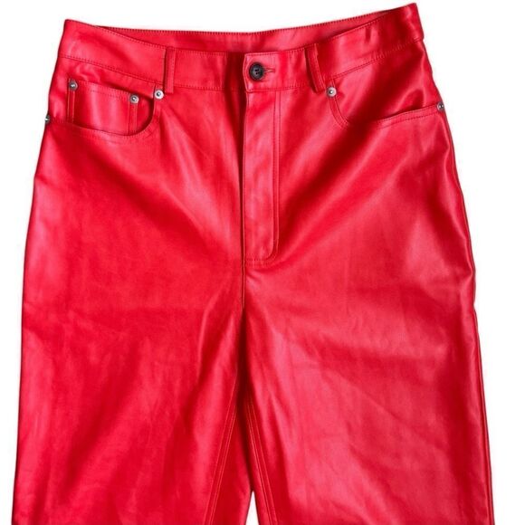 URBAN OUTFITTERS High & Wide Women’s Red Wide Leg Faux Leather Pants Size 28 - Picture 2 of 10